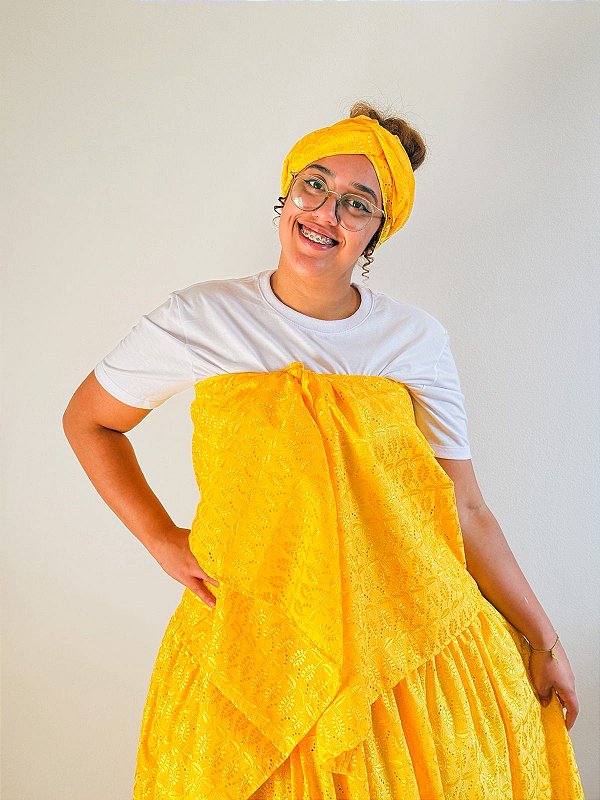 Conjunto de lesie luxo amarelo 3 peças