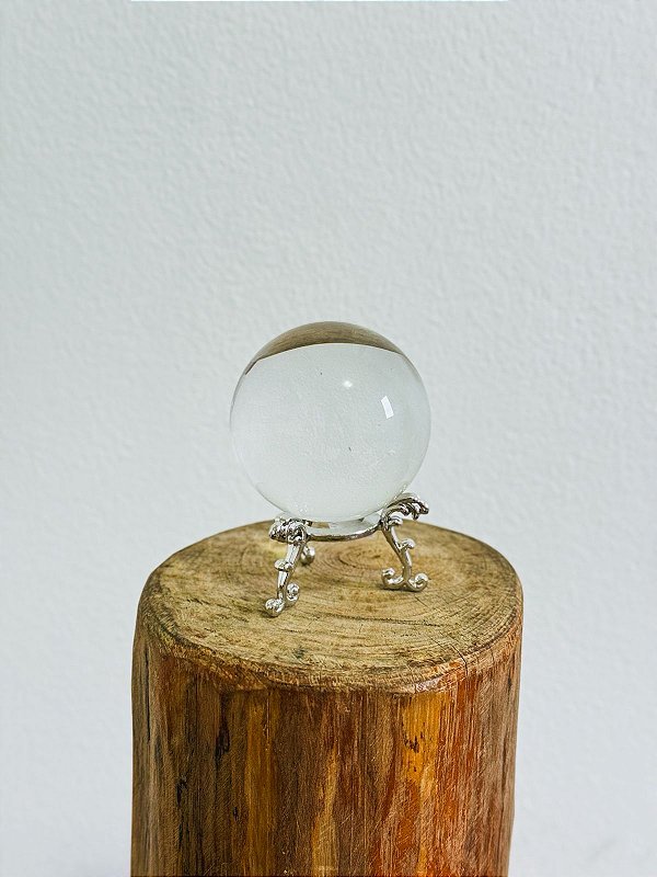 Bola de Cristal trasparente com base prata