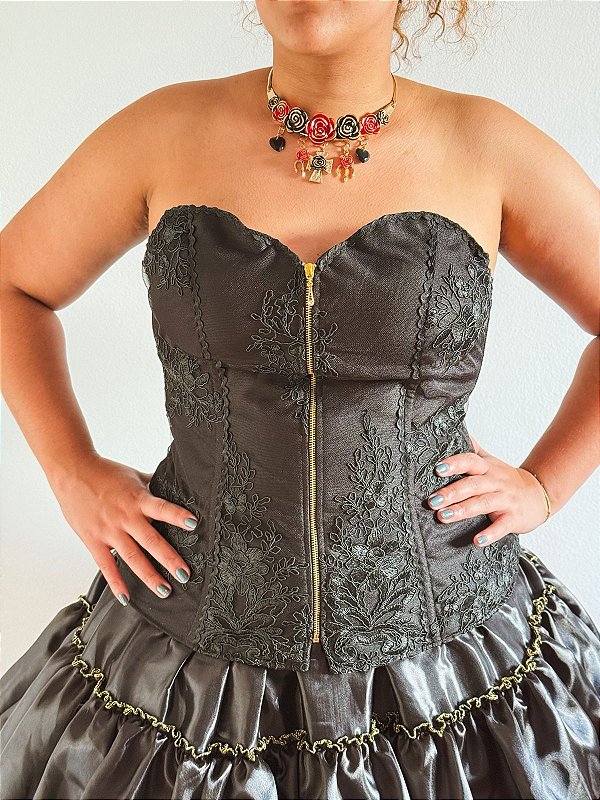 Corselet para pomba gira preto