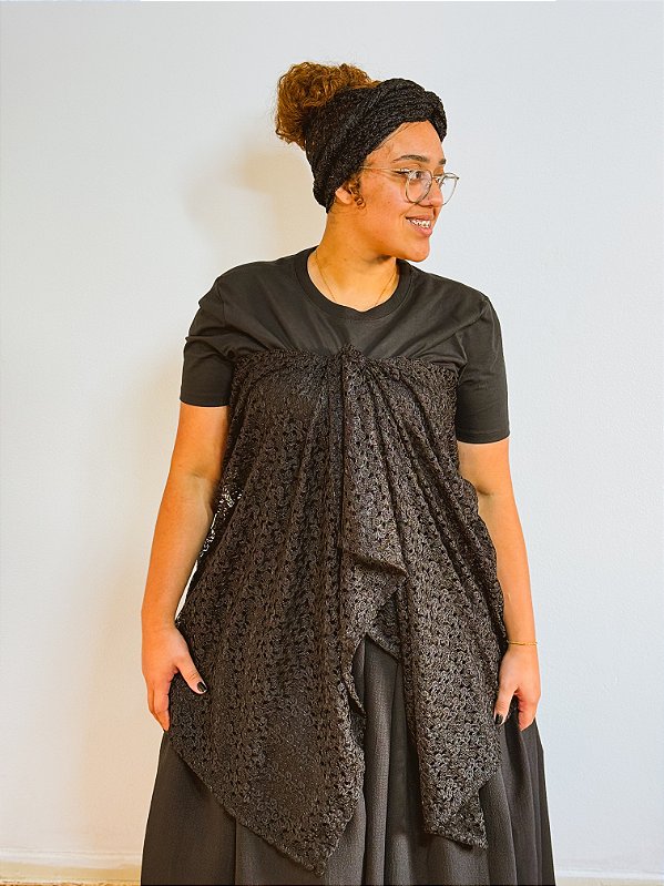 Conjunto Pano da costa e cabeça de renda preto