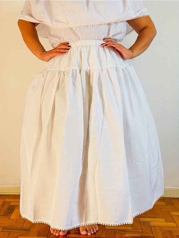 Saia branca algodãozinho - edição limitada