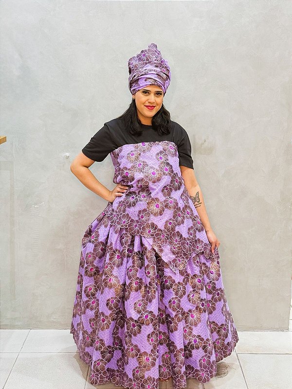 Conjunto de renda roxa luxo 3 peças