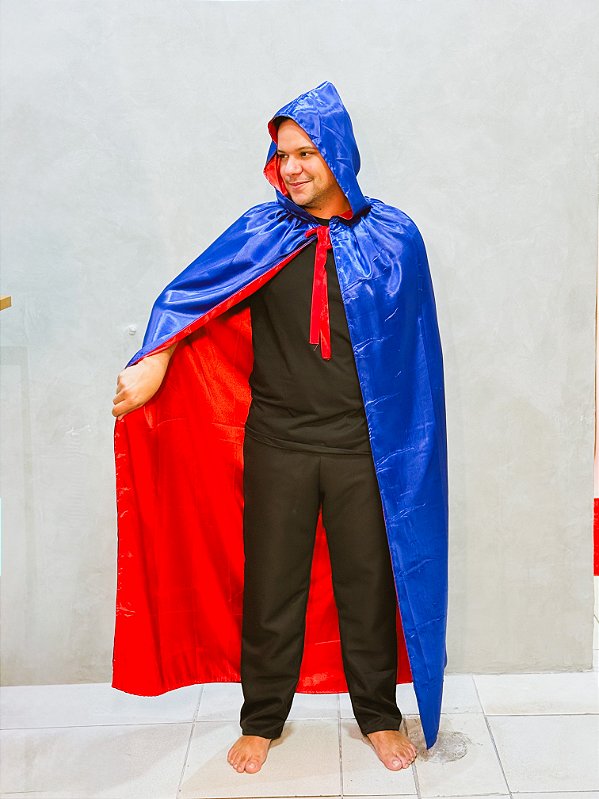 Capa cetim Azul e Vermelho com capuz