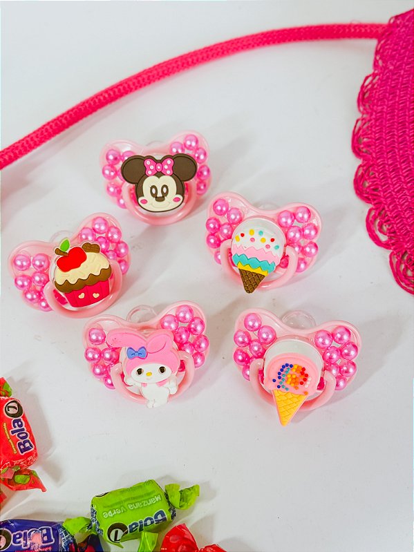 Chupeta rosa claro para Erê menina personalizada