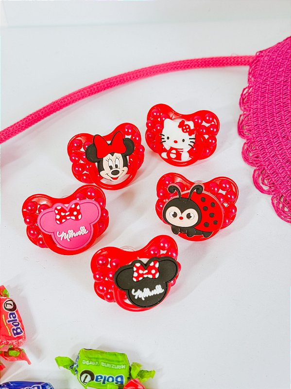 Chupeta vermelho para Erê menina personalizada