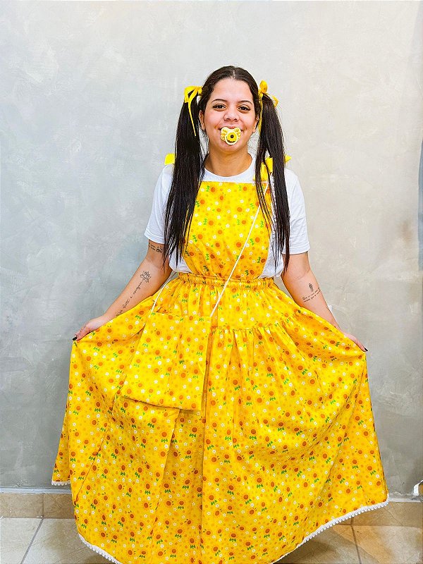 Conjunto jardineira de Erê menina - Girassol