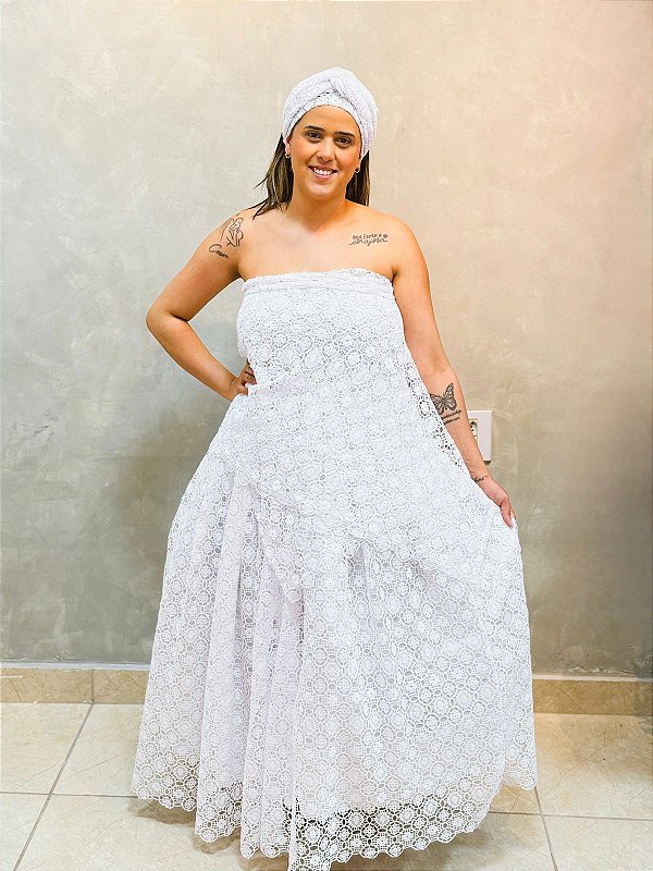 Conjunto de renda branco luxo 3 peças