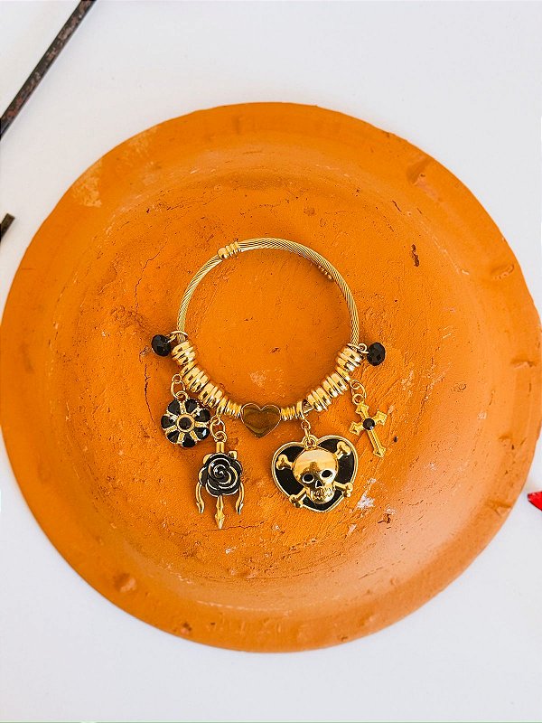 Pulseira bracelete para Pomba gira rosa Caveira