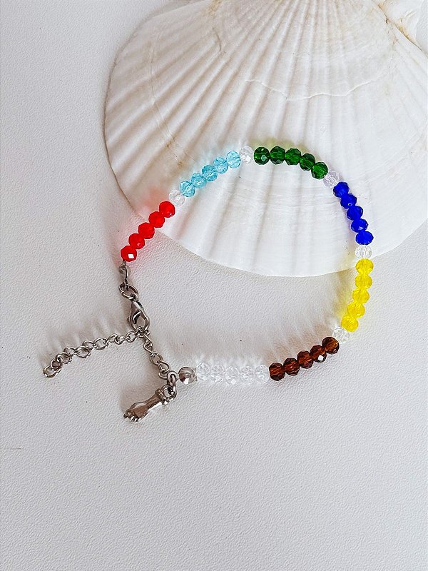 Pulseira 7 linhas de cristal 4mm com extensor