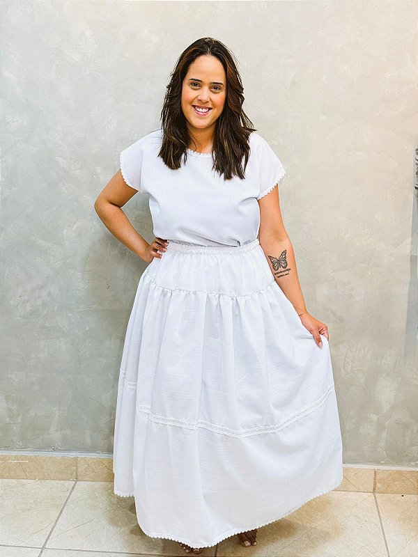 Saia branca de linhão