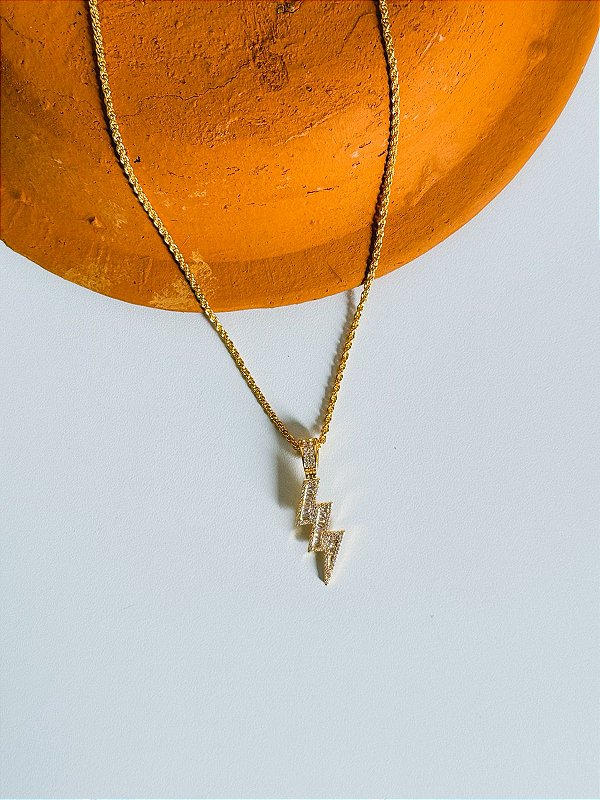 Colar raio cravejado de Iansã dourado