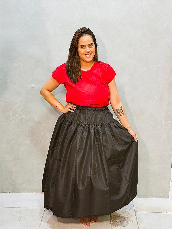 Conjunto Laroyê microfibra vermelho e preto