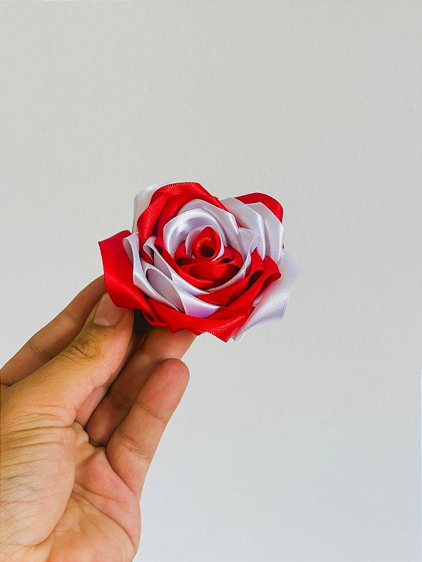 Rosa para cabelo - Vermelho e branco