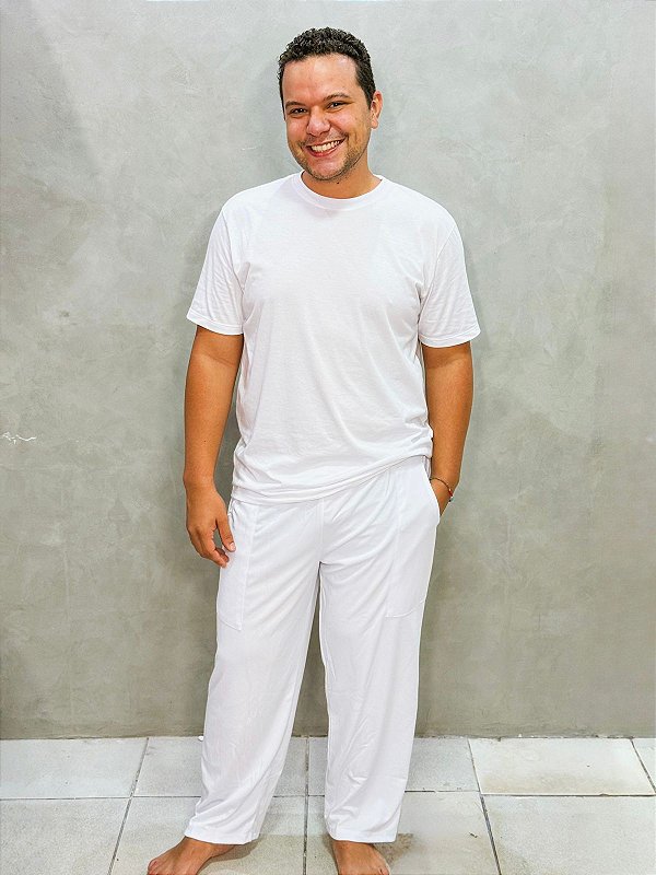 Calça de Helanca branca - Leve e fresca para o Axé