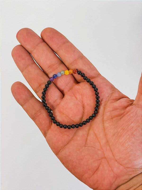 Pulseira de ônix dos 7 chakras 4mm