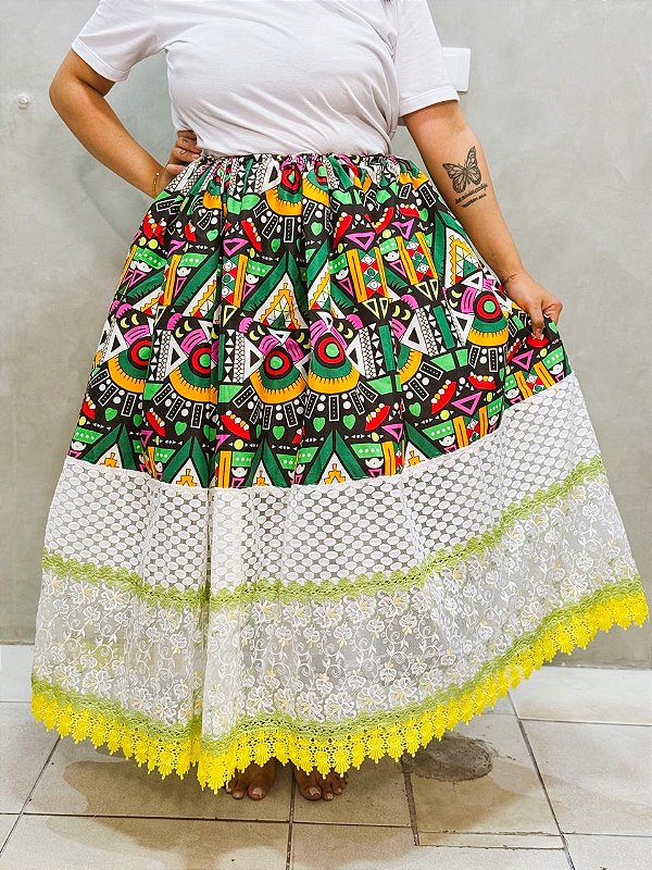 Saia luxo ankara  com renda Guipir