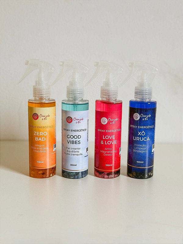 Kit 4 Sprays Energéticos – Proteção, Paz, Amor, Alegria