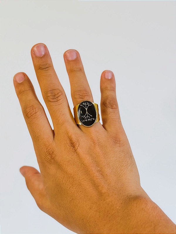 Anel Exu Capa Preta - oval Preto