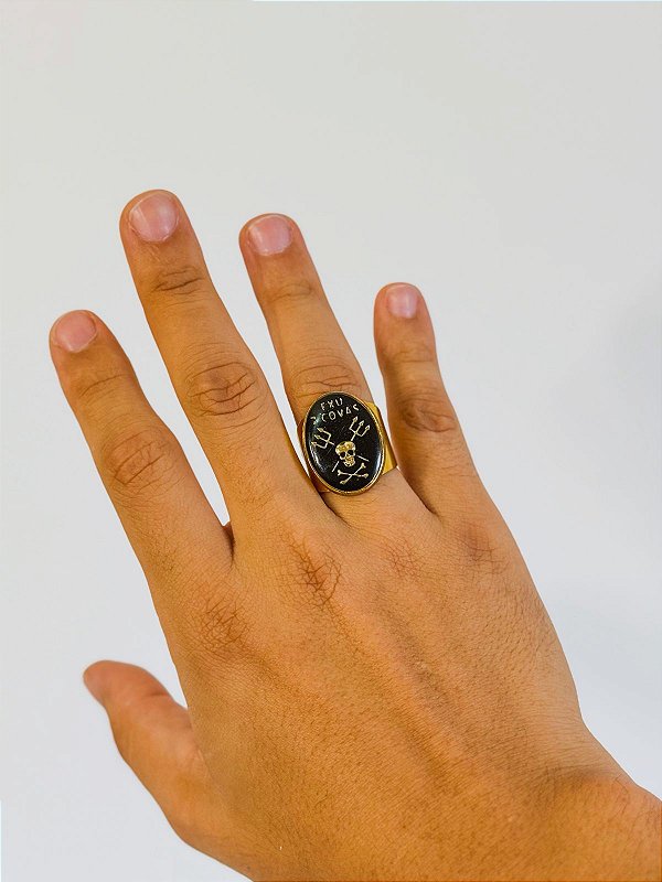Anel Exu 7 Covas  - oval Dourada