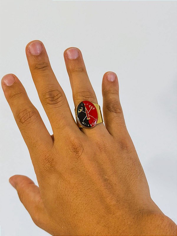 Anel Exu Meia Noite- oval Preto e Vermelho