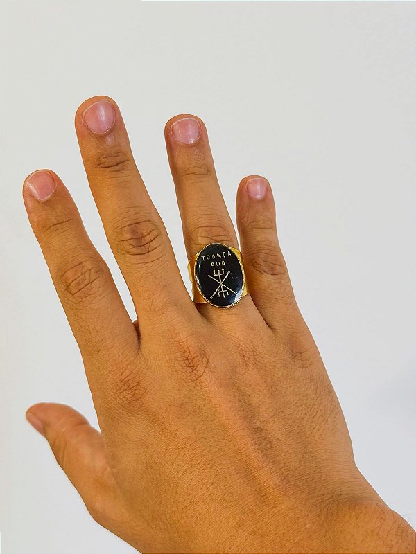 Anel Exu Tranca Rua - Oval Preto