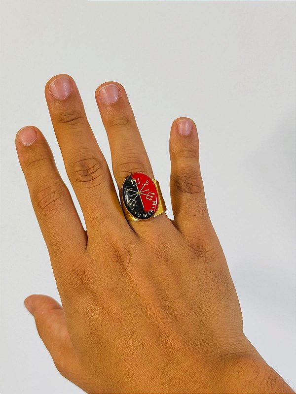 Anel Exu Mirim- oval Preto e Vermelho