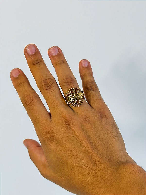 Anel tridente de Pombo gira dourado