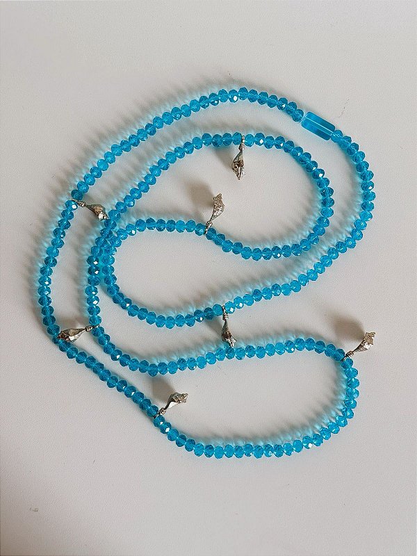 Guia de cristal de Iemanjá com concha prata