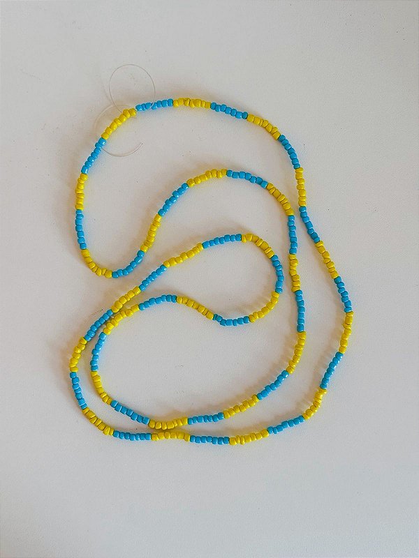 Guia de Miçangas - Azul e Amarelo leitoso