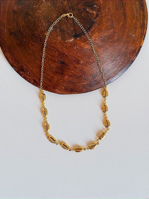 Colar Choker Búzios Dourado