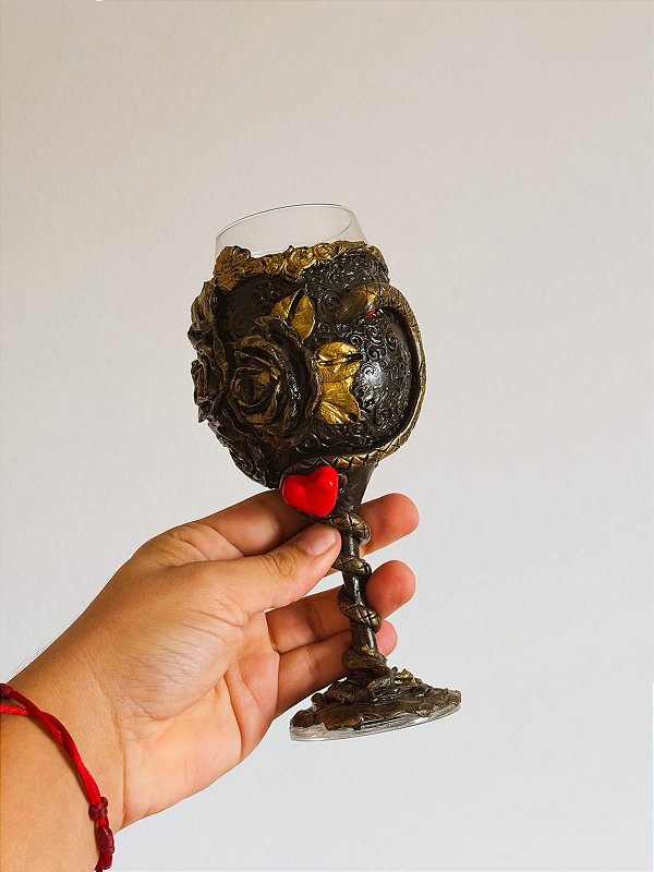 Taça luxo para Pomba Gira com rosas e cobra enrolada