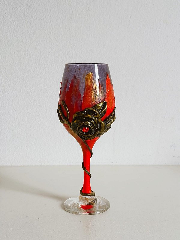 Taça luxo imperial para Pomba Gira com rosa e tridente