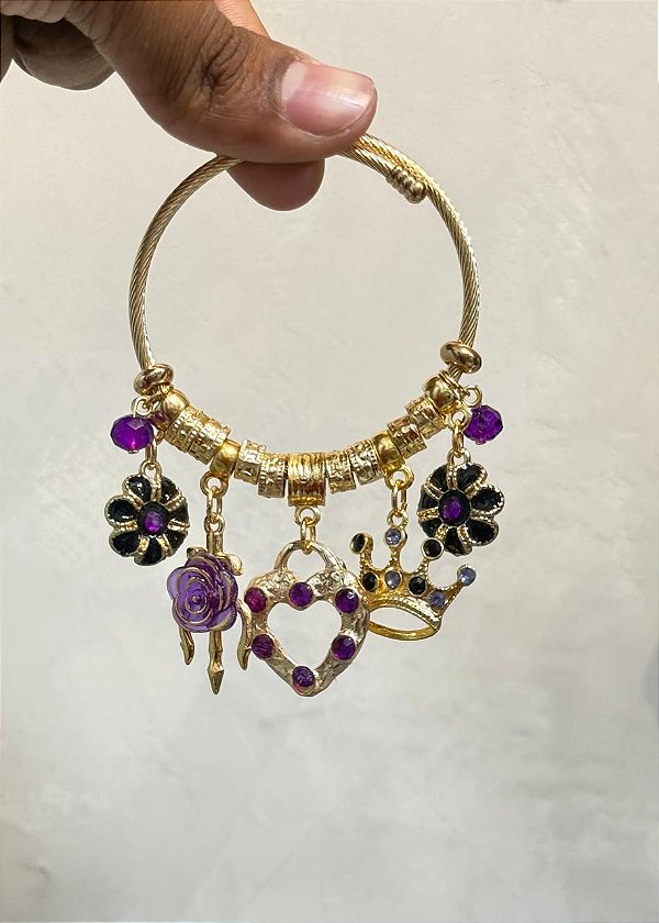 Pulseira Bracelete de Pomba Gira Coração roxo