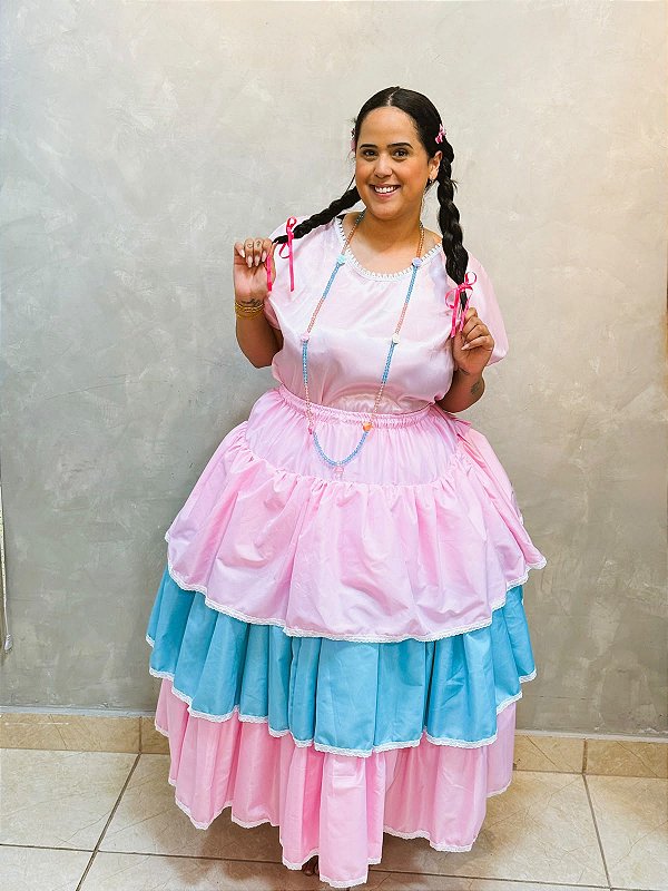 Saia 3 Marias Erê Menina - Rosa e Azul