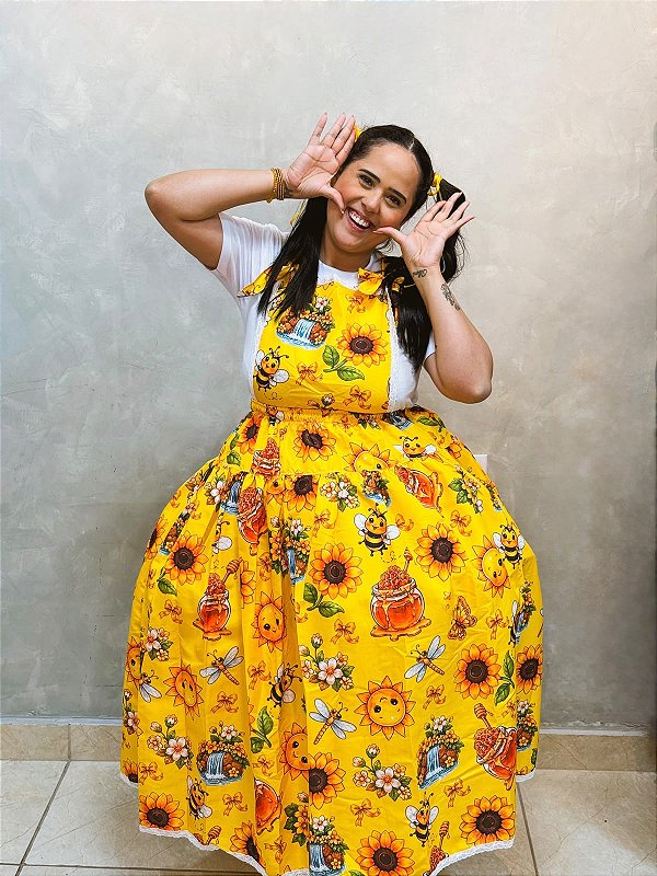 Conjunto jardineira de Erê menina - Abelhinha