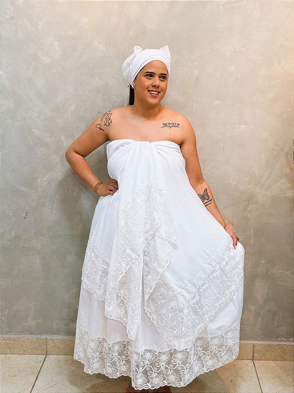 Conjunto essência branco de renda