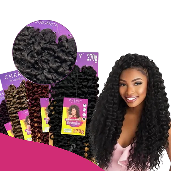 CABELO CACHEADO MARSHALLOW CROCHET BRAIDS CHEREY BIO ORGANICO 55CM