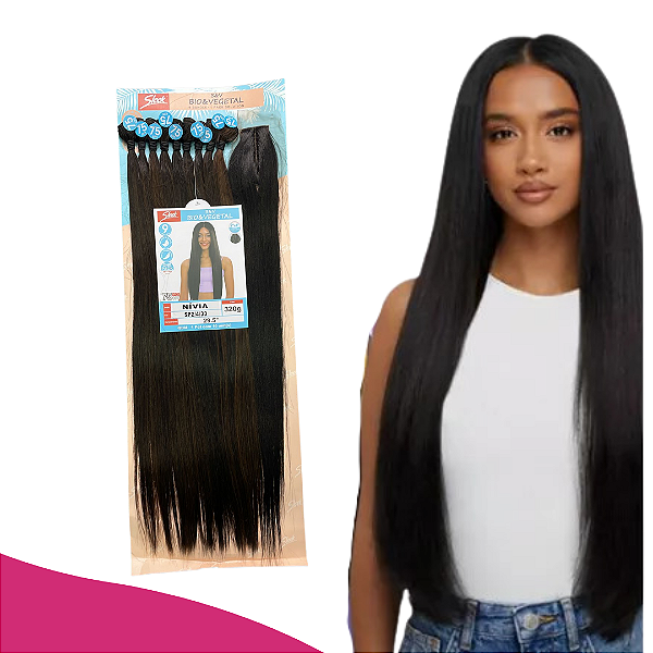 CABELO LISO COM TOP CLOSURE NIVIA BIO FIBRA - SLEEK 75CM