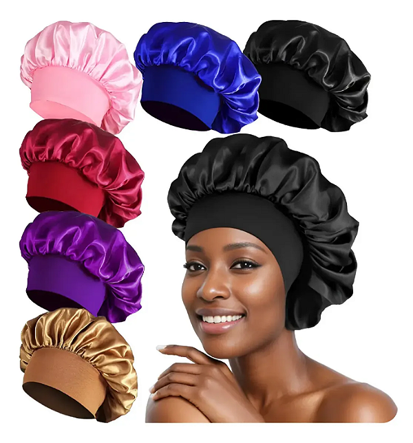 TOUCA DE CETIM COM FAIXA - ANTI FRIZZ