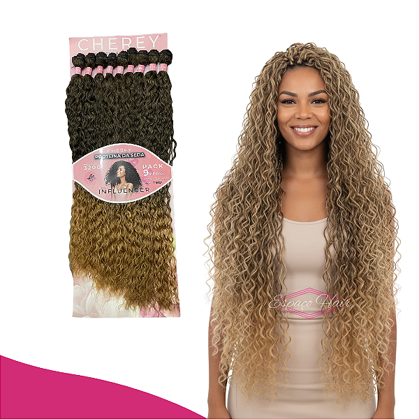CABELO CACHEADO LUXE INFLUENCER - CHEREY - PROTEINA DA SEDA - 320G - 80CM