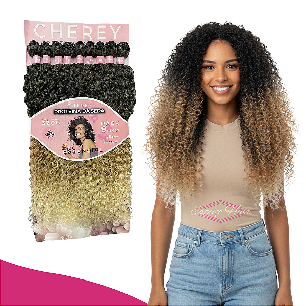 CABELO CACHEADO LUXE ESSENCIAL - PROTEINA DA SEDA - CHEREY - 300G -65CM-ENTRELACE