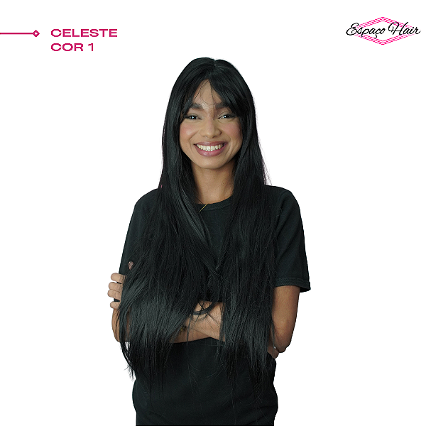 PERUCA WIG CELESTE COR 1 - COM FRANJA - ORGANICA - FASHION LINE