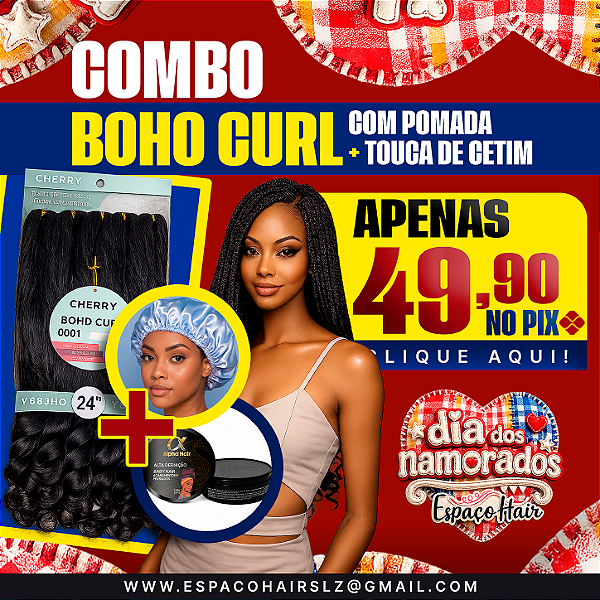 COMBO BOHO CURL + TOUCA DE CETIM + POMADA 150G