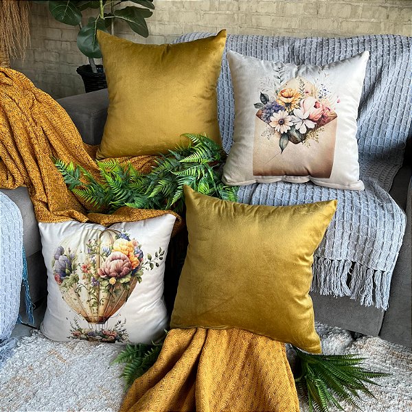 Capa de Almofada Veludo Estampada 45x45 (col/balão)