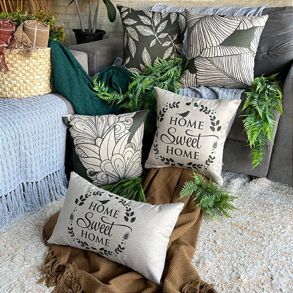 Capa de Almofada bella Estampada 45x45 (home swet home)