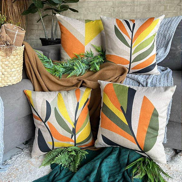 Capa de Almofada bella Estampada 45x45 (folhagem verde)