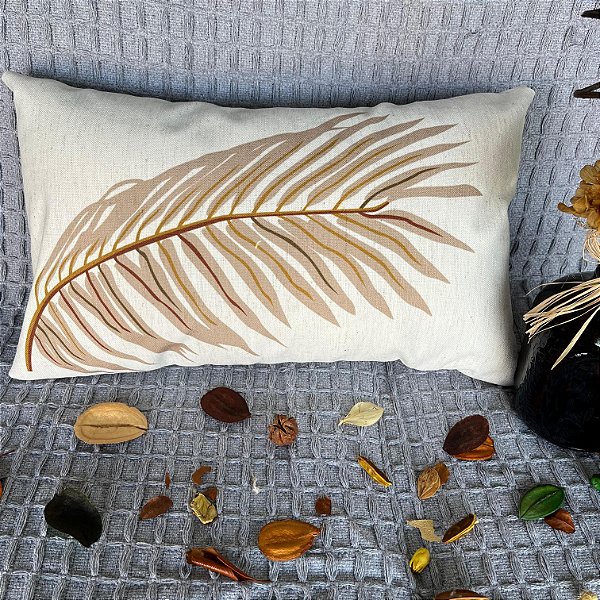 Capa Baguete linho Estampada 30x50 (folha rosé)