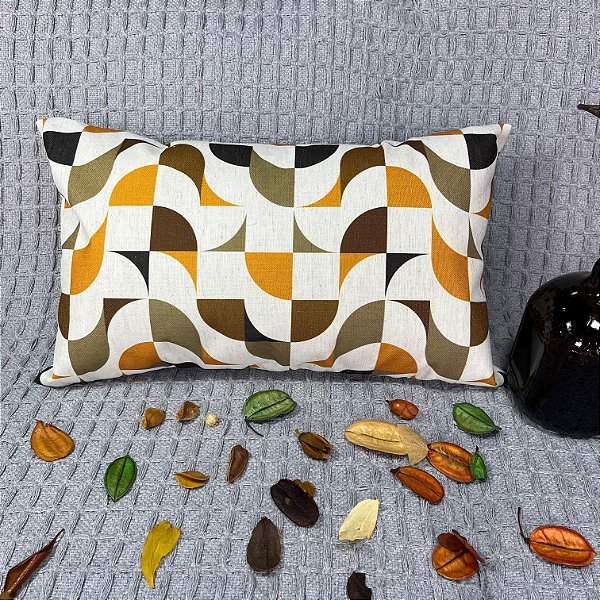 Capa Baguete linho Estampada 30x50 (geometrico mostarda)