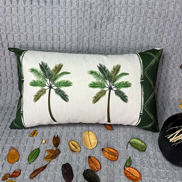 Capa Baguete linho Estampada 30x50 (coqueiro II)