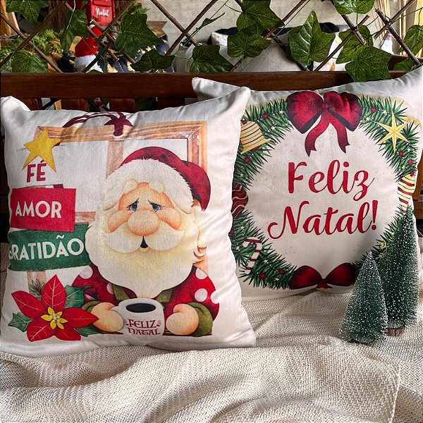 Capa para almofada "Natalina " estampada de veludo ( 45x45 ) KIT 7